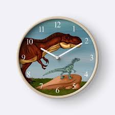 T Rex And Velociraptor Clocks Dinosaurs Jurassic Trex Velociraptor Raptors Velociraptor Clock Rex