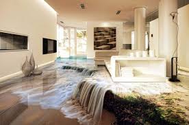 Contemporary Living Room With Waterfall 3d Epoxy Flooring Jaw Dropping Self Levelling Epoxy 3d Floor Design Ideas 3d Epox Floor Design Epoxy Floor Floor Murals