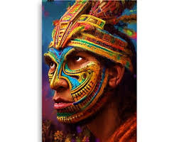 Inca Warrior Poster, Tribal Warriors, Inca Wall Art, Peruvian Art  Collectable Painting, Latin Culture,south America Civilization, Home Decor 