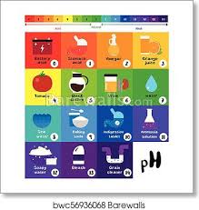The Ph Scale Universal Indicator Ph Color Chart Diagram Art Print Poster