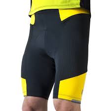 aero tech mens gel padded touring short with innovative mesh pockets yellow xx large