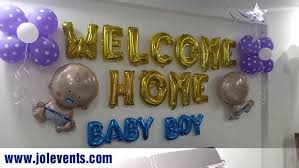 Welcome Ceremony Of A Newborn Baby Boy Balloon Decoration Done At Home Plan A Welcome Ceremony Pa Welcome Home Decorations Welcome Home Baby Baby Boy Balloons