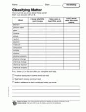 2 matter worksheet templates are collected for any of your needs. Classifying Matter Vocabulary Printable 5th Grade Teachervision