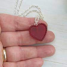 Red Jelly Heart Pendant Necklace Large Red Heart Necklace Etsy Red Heart Necklace Heart Necklace Etsy Heart Pendant