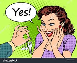 Buying Car Woman Reaction Joy Keys Stock Illustration 315565997