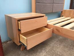 Experiment with floating shelves at zanui. Tassie Oak Bed And Bedside Table Australian Made Ausfurniture