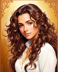 Brown curly long Haired Beautiful