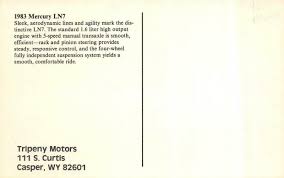 CASPER, WY Wyoming 1983 MERCURY LN7~Tripeny Motors Advertising Chrome  Postcard