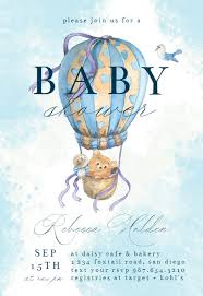 Teddy Bear And Balloons Baby Shower Invitation Template Greetings Island
