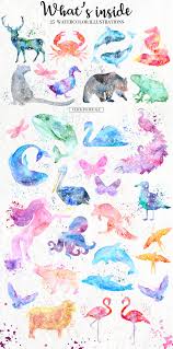 Watercolor Magical Animals By Switzergirl On Creativemarket Watercolor Watercoloranimals Watercoloreleme Watercolor Galaxy Galaxy Painting Galaxy Artwork