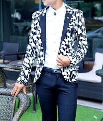 Black And White Striped Blazer Mens Cool Geometric Shaped Black White Stripes Blazer Www Pilaeo Com Men S Luxury Fashion Striped Blazer Prom Suits Blazer