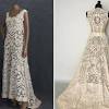 Verkaufe ein brautkleid mit strick sowie 3d blumenmuster und tüll in weiß. 3