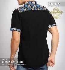 27 model baju batik kombinasi untuk pria 25 model baju batik pria kombinasi kain polos update. Seragam Batik Kombinasi Elegan Premium Batik Seragam Karyawan Kemeja Batik Hitam