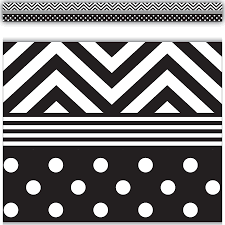 Black White Chevrons And Dots Straight Border Trim Red Classroom Theme Red Classroom Black And White Classroom Theme