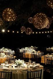 Magical Night Wedding Reception With Hanging Light Balls Wedding Lights Dream Wedding Wedding
