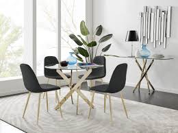 Browse big lots for a selection of dining room and kitchen furniture. Gold Metal Dining Table 4 Gold Leg Chairs Furniturebox