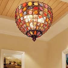 New design rgb led crystal ceiling light modern dinning room crystal chandelier lamp lighting fixture with remote control flush mounted. Bohemia Style Bowl Flush Mount Lighting Crystal Bead 3 Lights Ceiling Flush Light In Antique Copper Takeluckhome Com