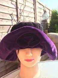 90 S Black Purple Velvet Floppy Hat Purple Velvet Floppy Hat Purple
