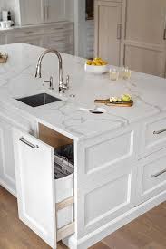 Kitchen island with bin storage. Built In Kitchen Island Countertop With Round Trash Bin Transitional Kitchen