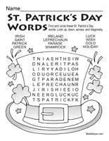 A crossword puzzle with definitions and pictures to match. Free St Patrick S Day Worksheets Edhelper Com