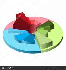 Bulk Pie Chart With Three Radial Segments Isometric Diagram