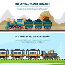 Banners Template With Train Illustrations Train Illustration Banner Template Illustration