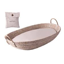 Amazon Com Baby Changing Basket With Pad Cpsc Safety Compliant 100 Linen Cover Included Nursery Changing Table Baskets Baby Moses Basket Inspired Diaper Changing Pad Set 32 X16 X4 Linen Baby