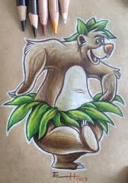 Baloo S Drawing From The Disney Movie The Jungle Book By Erika Horn On Instagram Erika Hor Disney Character Drawings Movie Character Drawings Disney Drawings