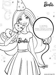 Coloriage diddl, coloriage superman, coloriage de chat, . Coloriage Anniversaire De Barbie Princesse Jecolorie Com