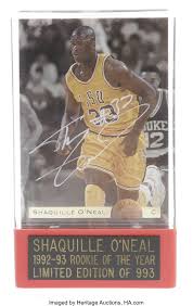 Unfortunately, most of his rookie cards feature a very dated look and fleer is no different. Shaquille O Neal Signed Cards Lot Of 3 Three Excellent Signed Lot 12258 Heritage Auctions