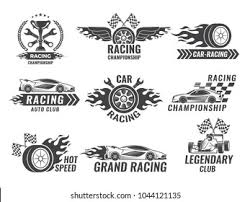 Isolated icon or badge of racing car and racer driver. Racing Club Logo Vectors Free Download