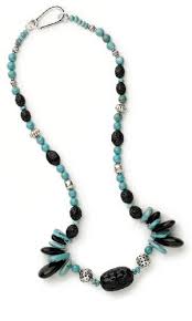 Jet And Turquoise Gemstone Beads Are A Striking Pair Especially When Given Sterling Sil Sterling Silver Bead Single Strand Necklaces Gemstone Jewellery Design