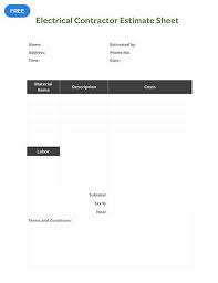Free Electrical Contractor Estimate Template Pdf Word Doc Excel Apple Mac Pages Apple Numbers Estimate Template Contractors Templates