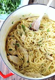 One Pot Cheesy Garlic Chicken Spaghetti Recipe Grilled Chicken Strips Recipes Grilled Chicken Recipes Chicken Spaghetti