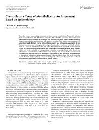 Pdf Chrysotile As A Cause Of Mesothelioma An Assessment Based On Epidemiology