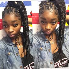 Braids Box Braid Ponytail Rubber Band Ponytail Natural Hair Protective Styles Box Braids Hairstyles For Black Women Braids For Short Hair Braided Hairstyles