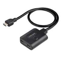 2-Port HDMI Splitter, 4K 60Hz HDMI 2.0 Video, 4K HDMI Splitter 1 In 2 Out,  1x2 HDMI Display/Output Splitter, HDR/HDCP, 20in (50cm) Built-in HDMI Cable
