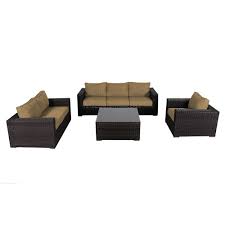 Envelor Santa Monica 4 Piece Wicker Patio Deep Seating Set With Sunbrella Straw Linen Cushions Wicker Patio Furniture Outdoor Wicker Patio Furniture Natural Cushions