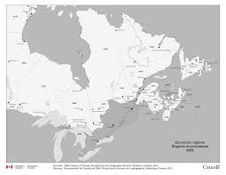 Large areas of coniferous (evergreen) forests and hundreds of rivers and lakes spread across this mostly flat region. Geographical Map Of 2006 Economic Regions Of Eastern Canada Includes Atlantic Provinces Northern Ontario And Quebec