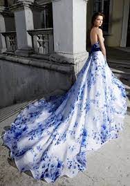 Blue And White Wedding Dress By Stefano Blandaleone Colored Wedding Dresses Blue Wedding Dresses Blue Wedding Dress Royal