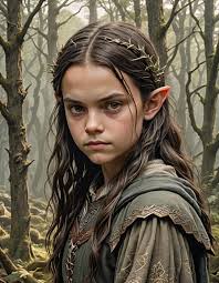actress Dafne Keen as an elf princess of Middle Ea... - AI Art
