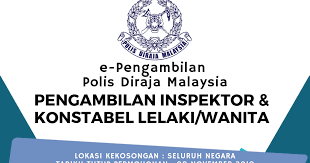Warga malaysia bukan bumiputera yang layak kini boleh mengisi kekosongan jawatan konstabel dalam pasukan polis diraja malaysia (pdrm) tanpa perlu mendapat kepujian dalam subjek bahasa melayu peringkat sijil pelajaran malaysia (spm). Pengambilan Inspektor Konstabel Lelaki Wanita Polis Diraja Malaysia Pdrm 2019