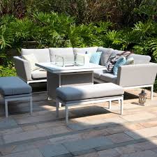 Whether you're planning to use it as a sitting area or as an outdoor dining. Maze Lounge Pulse Square Corner Dining Set With Fire Pit Table Lead Chine