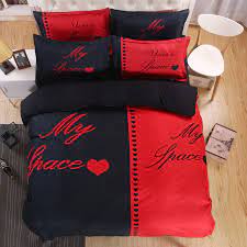 Red Black My Space Couple Bedding Set Duvet Cover Bed Sheet Pillow Case King Queen Size Bed Linen Set Bedding Sets Aliexpress