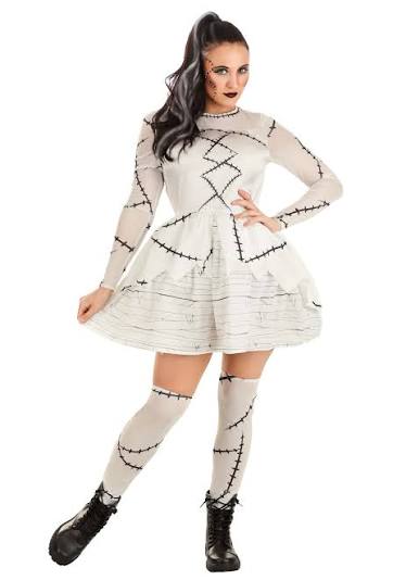 HalloweenCostumes.com X Large Women Bride of Frankenstein Adult Costume Dress, White/Black
