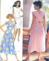Vintage 80s Butterick 4083 Uncut Misses Strappy Summer Sun Dress Or Cocktail Dress With Dropped Waist Sewing Pattern Dresses Sundress Summer Dresses