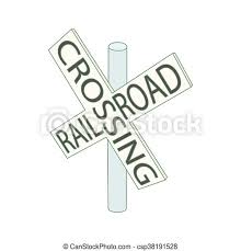 Collection of isolated connectable highway elements, constructions and various vehicles vector map kit 1 road clip art series. Railroad Crossing Sign Icon Cartoon Style Railroad Crossing Sign Icon In Cartoon Style On A White Background Canstock