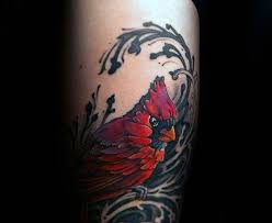 Men's side, realistic, vivid bird. 60 Kardinal Tattoo Designs Fur Manner Vogel Tinte Ideen Cardinal Tattoos Tattoo Designs Men Tattoos