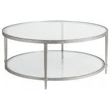 Vintage scrolling iron & round glass top hollywood regency silver coffee table. Adrien Round Coffee Table Antique Silver Finish Luxely Home