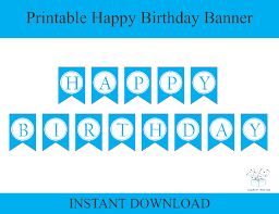 Click here to get your free happy birthday banner printable pdf now. Blue Printable Happy Birthday Banner Diy Birthday Party Decor Celebrating Together